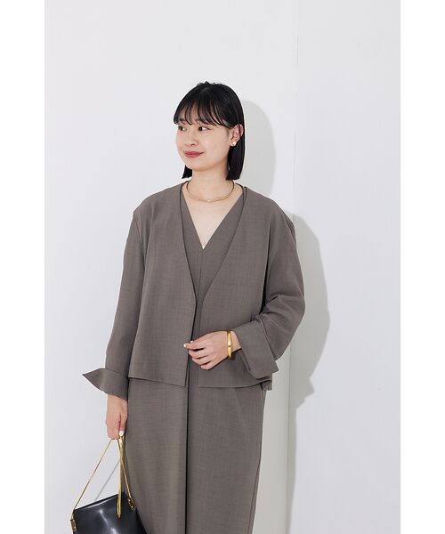 Rouge vif la cle / ルージュ・ヴィフ ラクレ ノーカラージャケット | 【セットアップ対応】ベルトノーカラーライトジャケット | 詳細9