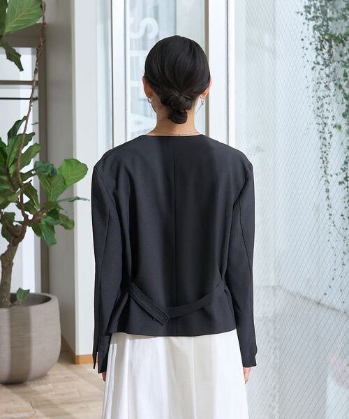 Rouge vif la cle / ルージュ・ヴィフ ラクレ ノーカラージャケット | 【セットアップ対応】ベルトノーカラーライトジャケット | 詳細24