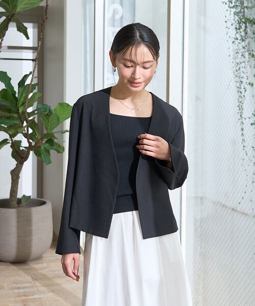 Rouge vif la cle / ルージュ・ヴィフ ラクレ ノーカラージャケット | 【セットアップ対応】ベルトノーカラーライトジャケット | 詳細16