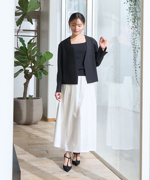 Rouge vif la cle / ルージュ・ヴィフ ラクレ ノーカラージャケット | 【セットアップ対応】ベルトノーカラーライトジャケット | 詳細20