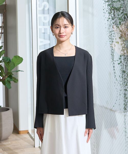 Rouge vif la cle / ルージュ・ヴィフ ラクレ ノーカラージャケット | 【セットアップ対応】ベルトノーカラーライトジャケット | 詳細22