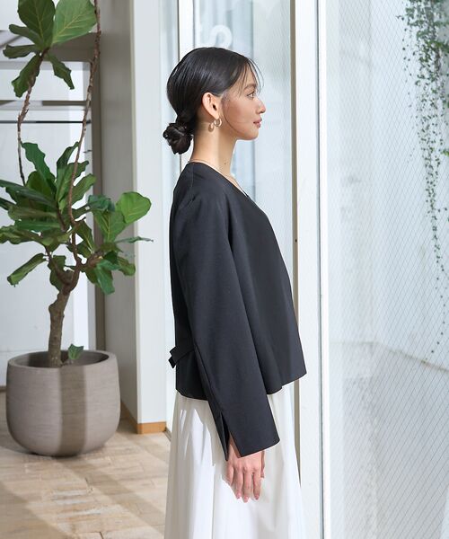 Rouge vif la cle / ルージュ・ヴィフ ラクレ ノーカラージャケット | 【セットアップ対応】ベルトノーカラーライトジャケット | 詳細23