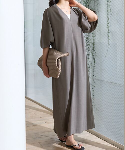 Rouge vif la cle/ルージュ・ヴィフ ラクレ 【セットアップ対応】タックリラックスワンピース モカ 36 Rouge vif la cle/ルージュ・ヴィフ ラクレ 【セットアップ対応】タックリラックスワンピース モカ 36