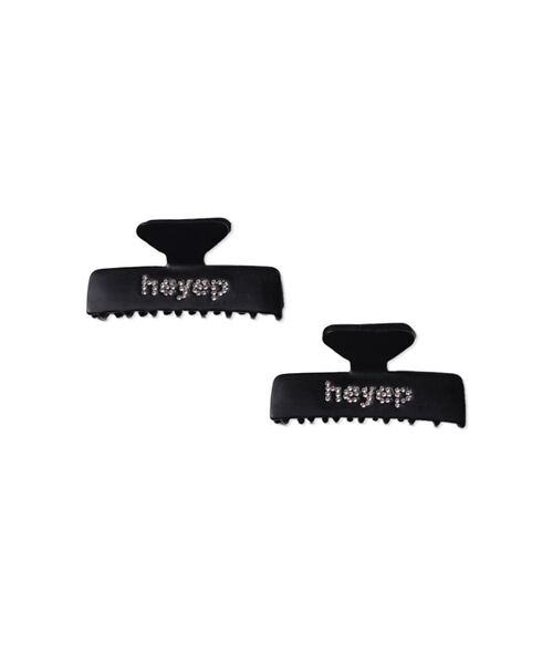 Rouge vif la cle/ルージュ・ヴィフ ラクレ 【heyep/ヘイップ】ロゴラインストーンスクエアヘアクリップ ブラック F Rouge vif la cle/ルージュ・ヴィフ ラクレ 【heyep/ヘイップ】ロゴラインストーンスクエアヘアクリップ ブラック F