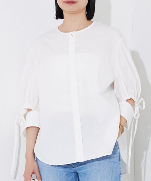 Rouge vif la cle/ルージュ・ヴィフ ラクレ スラッシュカフス・パフ袖ブラウス オフホワイト F Rouge vif la cle/ルージュ・ヴィフ ラクレ スラッシュカフス・パフ袖ブラウス オフホワイト F