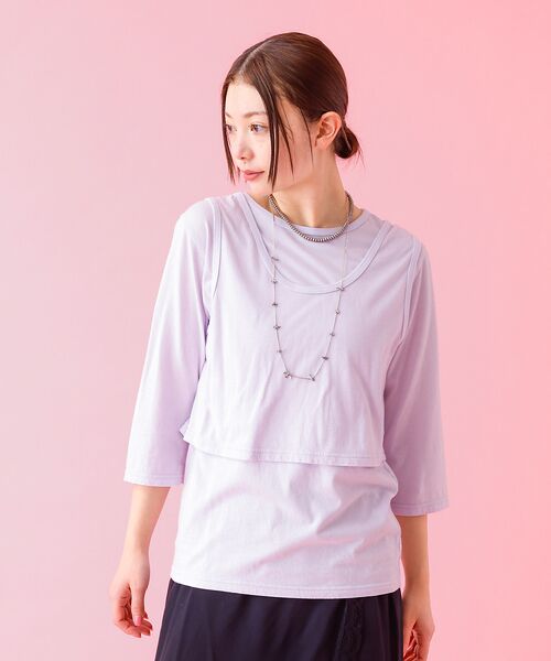 Rouge vif la cle / ルージュ・ヴィフ ラクレ Tシャツ | 【Le Melange/ル・メランジュ】タンクトップ＋ロンTセット/レイヤー/七 | 詳細15