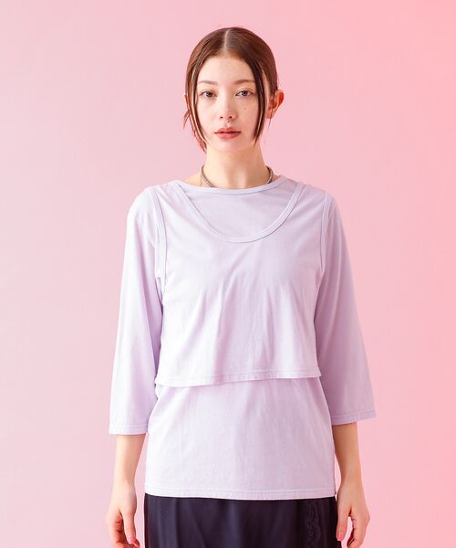 Rouge vif la cle / ルージュ・ヴィフ ラクレ Tシャツ | 【Le Melange/ル・メランジュ】タンクトップ＋ロンTセット/レイヤー/七 | 詳細8