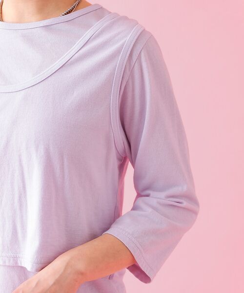 Rouge vif la cle / ルージュ・ヴィフ ラクレ Tシャツ | 【Le Melange/ル・メランジュ】タンクトップ＋ロンTセット/レイヤー/七 | 詳細12