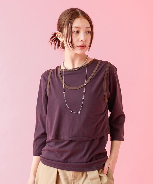 Rouge vif la cle / ルージュ・ヴィフ ラクレ Tシャツ | 【Le Melange/ル・メランジュ】タンクトップ＋ロンTセット/レイヤー/七 | 詳細17