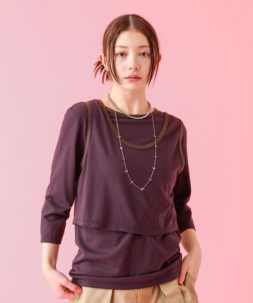 Rouge vif la cle / ルージュ・ヴィフ ラクレ Tシャツ | 【Le Melange/ル・メランジュ】タンクトップ＋ロンTセット/レイヤー/七 | 詳細22