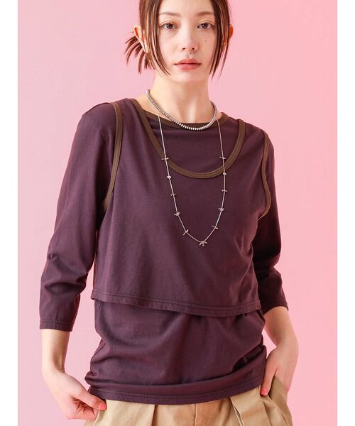 Rouge vif la cle/ルージュ・ヴィフ ラクレ 【Le Melange/ル・メランジュ】タンクトップ+ロンTセット/レイヤー/七 ブラウン F Rouge vif la cle/ルージュ・ヴィフ ラクレ 【Le Melange/ル・メランジュ】タンクトップ+ロンTセット/レイヤー/七 ブラウン F