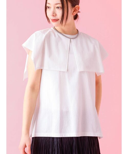 Rouge vif la cle/ルージュ・ヴィフ ラクレ 【Le Melange/ル・メランジュ】:レイヤードデザインT/接触冷感【WEB オフホワイト F Rouge vif la cle/ルージュ・ヴィフ ラクレ 【Le Melange/ル・メランジュ】:レイヤードデザインT/接触冷感【WEB オフホワイト F