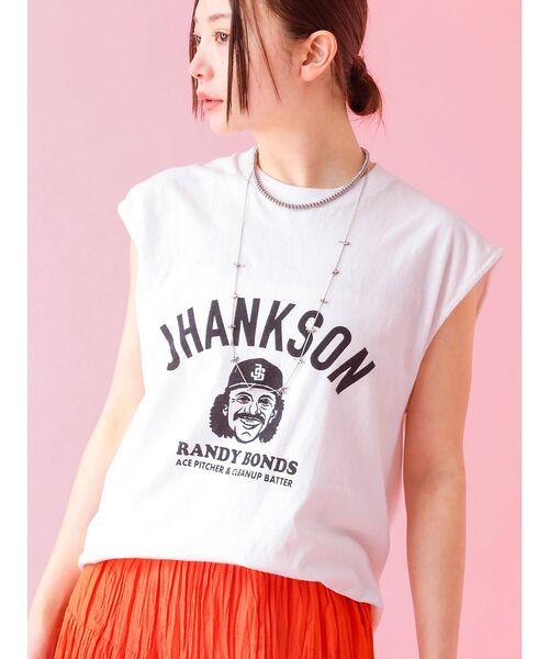 Rouge vif la cle/ルージュ・ヴィフ ラクレ 【Le Melange/ル・メランジュ】プリントノースリーブTシャツ/コラボ/ノ ホワイト F Rouge vif la cle/ルージュ・ヴィフ ラクレ 【Le Melange/ル・メランジュ】プリントノースリーブTシャツ/コラボ/ノ ホワイト F