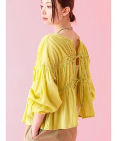 Rouge vif la cle / ルージュ・ヴィフ ラクレ シャツ・ブラウス | 【Le Melange/ル・メランジュ】コットンギャザーブラウス/ギャザー/リボ