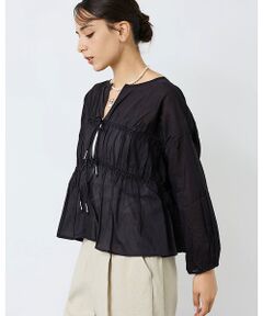 Rouge vif la cle / ルージュ・ヴィフ ラクレ シャツ・ブラウス | 【Le Melange/ル・メランジュ】コットンギャザーブラウス/ギャザー/リボ