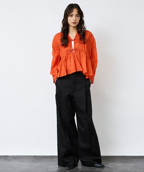 Rouge vif la cle / ルージュ・ヴィフ ラクレ シャツ・ブラウス | 【Le Melange/ル・メランジュ】コットンギャザーブラウス/ギャザー/リボ | 詳細6