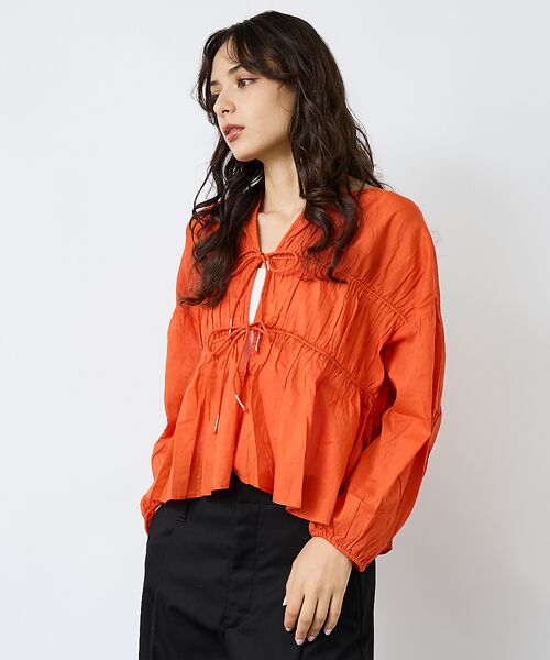 Rouge vif la cle / ルージュ・ヴィフ ラクレ シャツ・ブラウス | 【Le Melange/ル・メランジュ】コットンギャザーブラウス/ギャザー/リボ | 詳細9