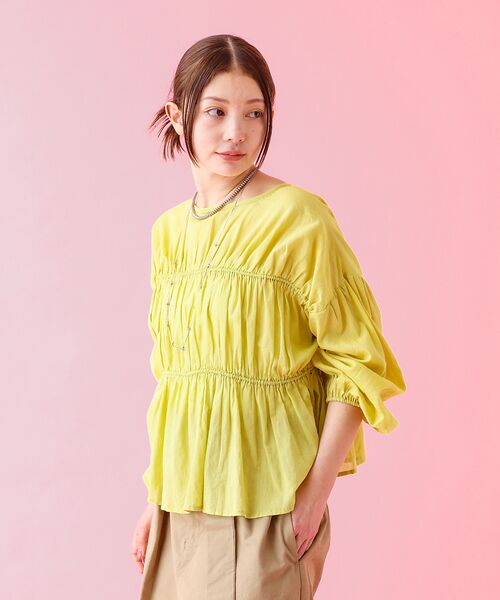Rouge vif la cle / ルージュ・ヴィフ ラクレ シャツ・ブラウス | 【Le Melange/ル・メランジュ】コットンギャザーブラウス/ギャザー/リボ | 詳細12