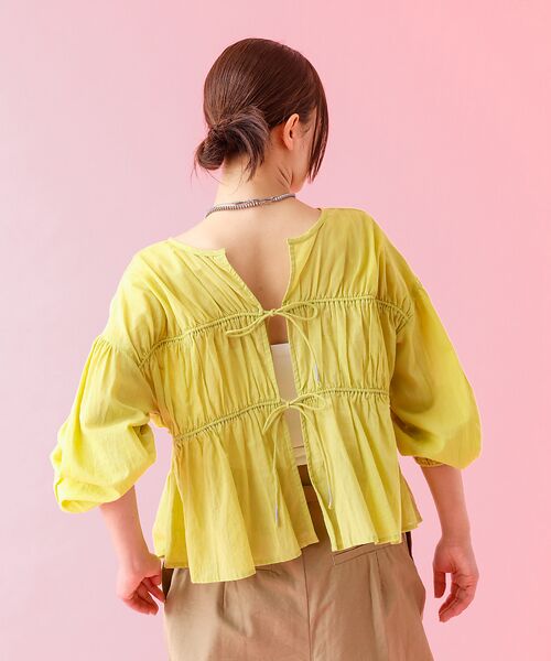 Rouge vif la cle / ルージュ・ヴィフ ラクレ シャツ・ブラウス | 【Le Melange/ル・メランジュ】コットンギャザーブラウス/ギャザー/リボ | 詳細16
