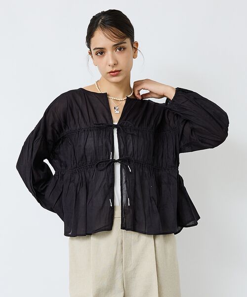 Rouge vif la cle / ルージュ・ヴィフ ラクレ シャツ・ブラウス | 【Le Melange/ル・メランジュ】コットンギャザーブラウス/ギャザー/リボ | 詳細21