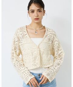 Rouge vif la cle / ルージュ・ヴィフ ラクレ カーディガン・ボレロ | 【Le Melange/ル・メランジュ】モチーフレースカーディガン/レース素材【