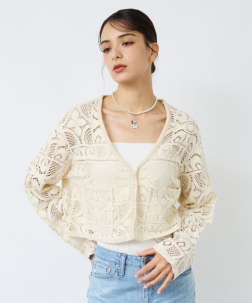 Rouge vif la cle / ルージュ・ヴィフ ラクレ カーディガン・ボレロ | 【Le Melange/ル・メランジュ】モチーフレースカーディガン/レース素材【 | 詳細4