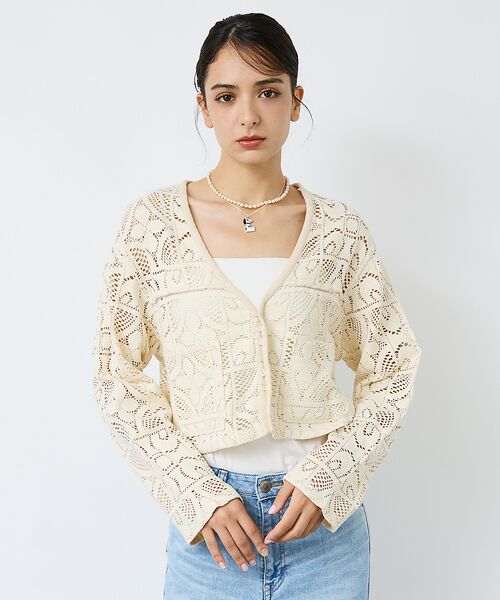 Rouge vif la cle / ルージュ・ヴィフ ラクレ カーディガン・ボレロ | 【Le Melange/ル・メランジュ】モチーフレースカーディガン/レース素材【 | 詳細5