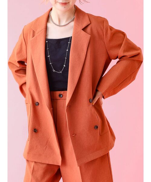 Rouge vif la cle/ルージュ・ヴィフ ラクレ 【Le Melange/ル・メランジュ】スラブタッチドライジャケット【WEB限定 テラコッタ F Rouge vif la cle/ルージュ・ヴィフ ラクレ 【Le Melange/ル・メランジュ】スラブタッチドライジャケット【WEB限定 テラコッタ F