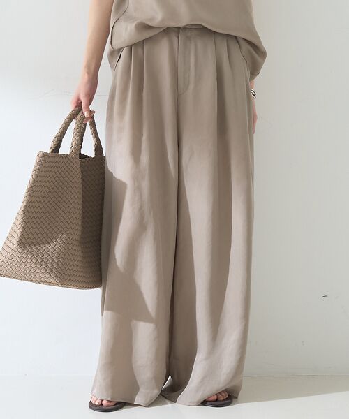 Rouge vif la cle/ルージュ・ヴィフ ラクレ 【セットアップ対応】キュプラフィブリル ワイドパンツ【予約】 グレージュ 38 Rouge vif la cle/ルージュ・ヴィフ ラクレ 【セットアップ対応】キュプラフィブリル ワイドパンツ【予約】 グレージュ 38