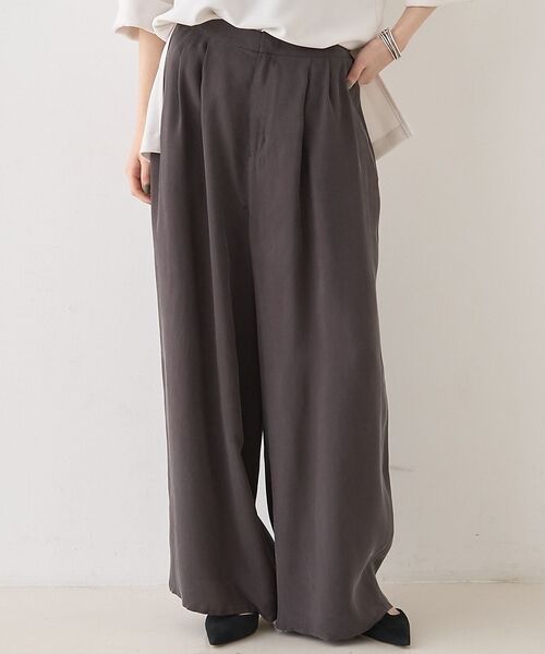 Rouge vif la cle / ルージュ・ヴィフ ラクレ パンツ | 【セットアップ対応】キュプラフィブリル ワイドパンツ（グレー）