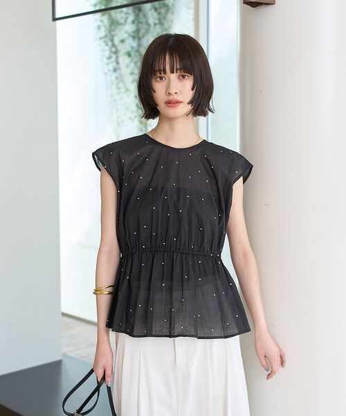 Rouge vif la cle / ルージュ・ヴィフ ラクレ シャツ・ブラウス | シルバードット刺繍ペプラムブラウス | 詳細1