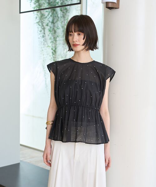 Rouge vif la cle / ルージュ・ヴィフ ラクレ シャツ・ブラウス | シルバードット刺繍ペプラムブラウス | 詳細10