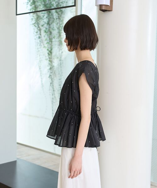 Rouge vif la cle / ルージュ・ヴィフ ラクレ シャツ・ブラウス | シルバードット刺繍ペプラムブラウス | 詳細11