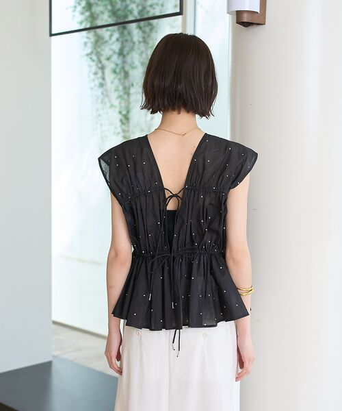 Rouge vif la cle / ルージュ・ヴィフ ラクレ シャツ・ブラウス | シルバードット刺繍ペプラムブラウス | 詳細12