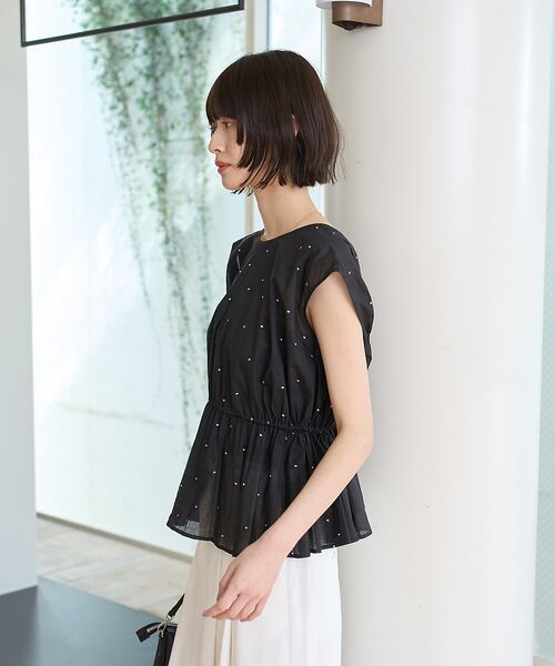 Rouge vif la cle / ルージュ・ヴィフ ラクレ シャツ・ブラウス | シルバードット刺繍ペプラムブラウス | 詳細2