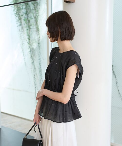 Rouge vif la cle / ルージュ・ヴィフ ラクレ シャツ・ブラウス | シルバードット刺繍ペプラムブラウス | 詳細3