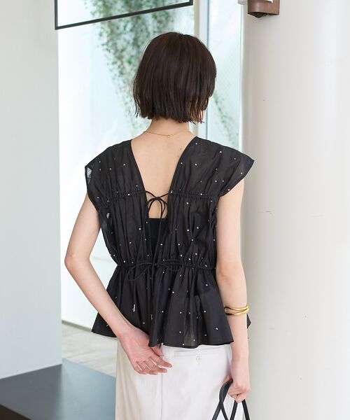 Rouge vif la cle / ルージュ・ヴィフ ラクレ シャツ・ブラウス | シルバードット刺繍ペプラムブラウス | 詳細4