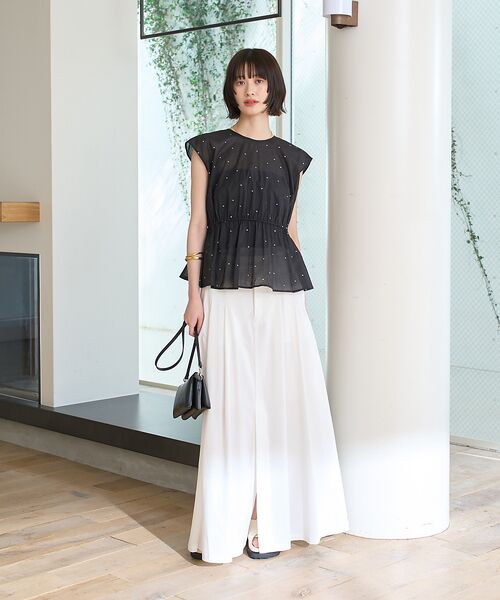 Rouge vif la cle / ルージュ・ヴィフ ラクレ シャツ・ブラウス | シルバードット刺繍ペプラムブラウス | 詳細6