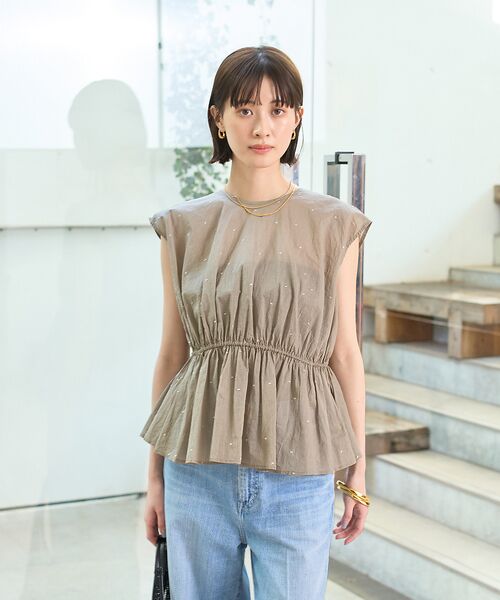 Rouge vif la cle / ルージュ・ヴィフ ラクレ シャツ・ブラウス | シルバードット刺繍ペプラムブラウス | 詳細16