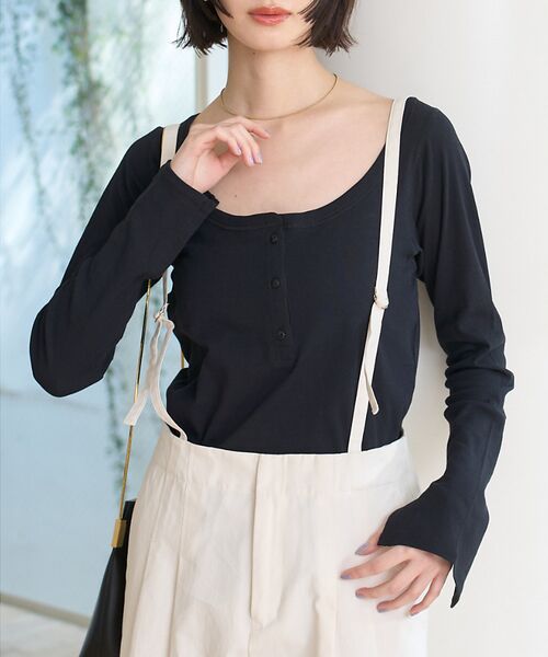 Rouge vif la cle/ルージュ・ヴィフ ラクレ コットンヘンリーネックプルオーバー ブラック F Rouge vif la cle/ルージュ・ヴィフ ラクレ コットンヘンリーネックプルオーバー ブラック F