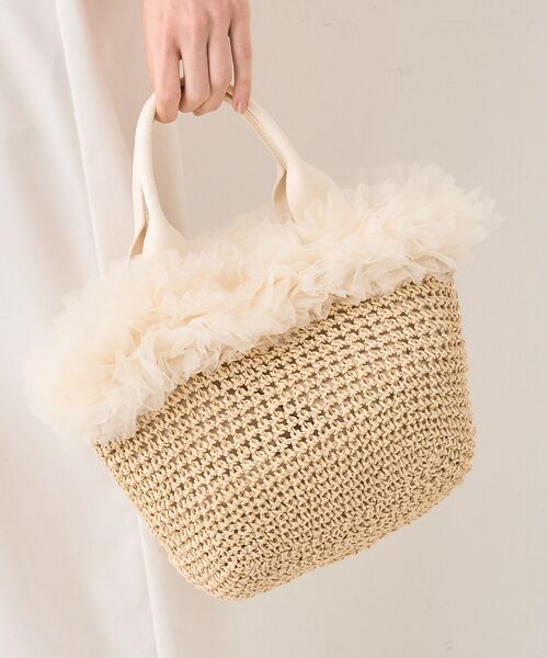 Rouge vif la cle/ルージュ・ヴィフ ラクレ 【一部店舗限定】 チュールフリルかごバック アイボリー F Rouge vif la cle/ルージュ・ヴィフ ラクレ 【一部店舗限定】 チュールフリルかごバック アイボリー F