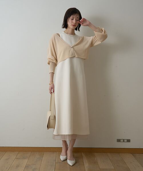 Rouge vif la cle / ルージュ・ヴィフ ラクレ ワンピース | 【一部店舗限定】【2点セット】シアーショートカーディガン×ノースリーブワンピセッ | 詳細1