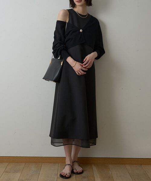 Rouge vif la cle/ルージュ・ヴィフ ラクレ 【一部店舗限定】【2点セット】シアーショートカーディガン×ノースリーブワンピセッ ブラック 36 Rouge vif la cle/ルージュ・ヴィフ ラクレ 【一部店舗限定】【2点セット】シアーショートカーディガン×ノースリーブワンピセッ ブラック 36