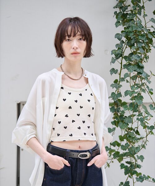 Rouge vif la cle / ルージュ・ヴィフ ラクレ キャミソール・チューブトップ | 【JEMORGAN/ジェーイーモーガン】クロップドキャミソール ハート柄/ワッフ | 詳細1