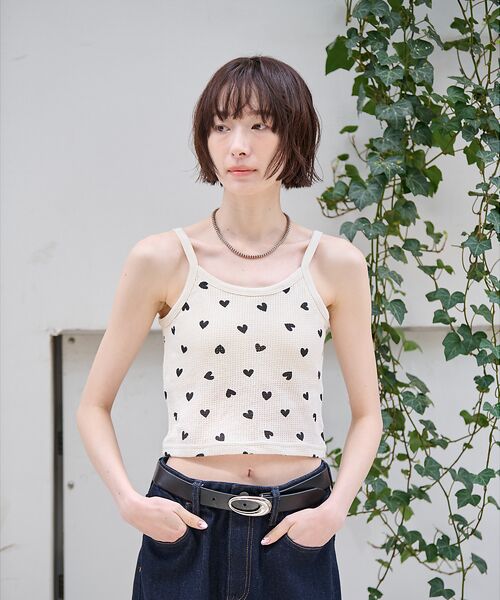 Rouge vif la cle / ルージュ・ヴィフ ラクレ キャミソール・チューブトップ | 【JEMORGAN/ジェーイーモーガン】クロップドキャミソール ハート柄/ワッフ | 詳細3