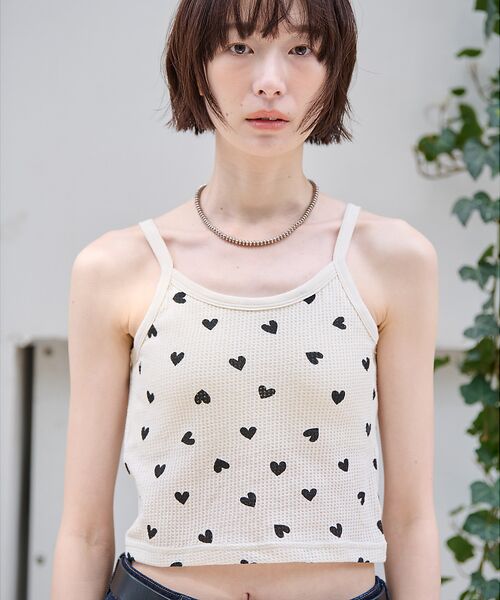 Rouge vif la cle / ルージュ・ヴィフ ラクレ キャミソール・チューブトップ | 【JEMORGAN/ジェーイーモーガン】クロップドキャミソール ハート柄/ワッフ | 詳細6