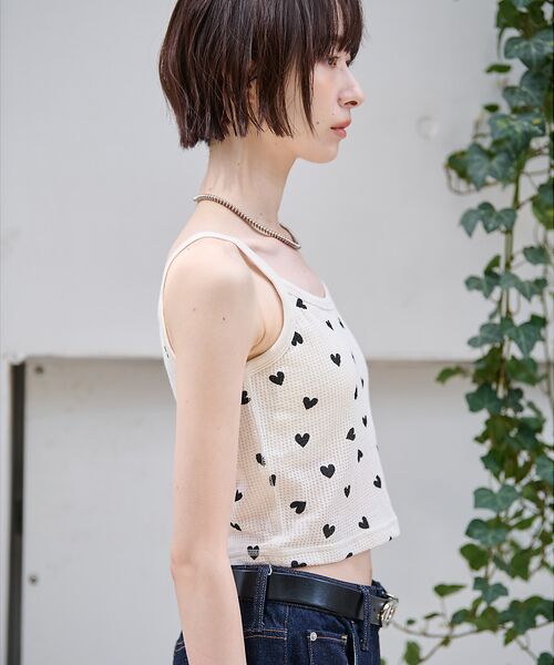 Rouge vif la cle / ルージュ・ヴィフ ラクレ キャミソール・チューブトップ | 【JEMORGAN/ジェーイーモーガン】クロップドキャミソール ハート柄/ワッフ | 詳細7