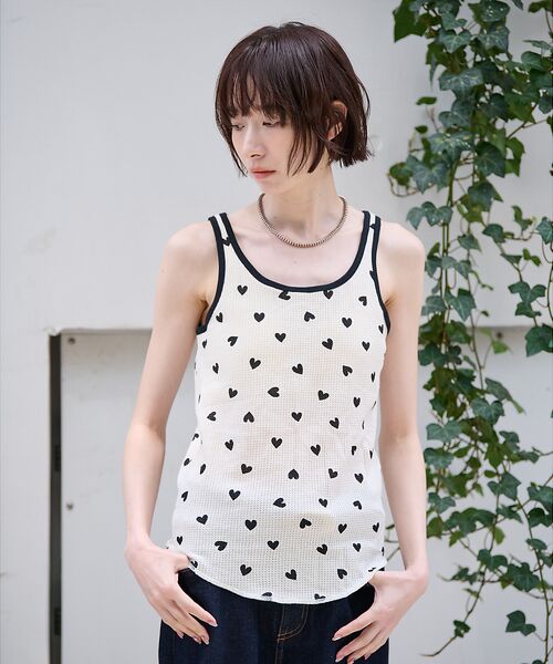 Rouge vif la cle / ルージュ・ヴィフ ラクレ キャミソール・チューブトップ | 【JEMORGAN/ジェーイーモーガン】カップ付クレリックタンクハート柄/カップ | 詳細1