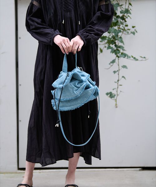 Rouge vif la cle / ルージュ・ヴィフ ラクレ ショルダーバッグ | 【Ampersand / アンパサンド】Denim  frilr bag　ME- | 詳細3