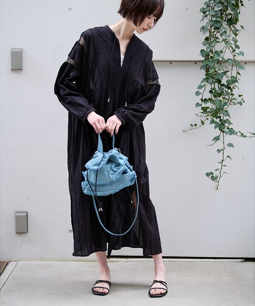 Rouge vif la cle / ルージュ・ヴィフ ラクレ ショルダーバッグ | 【Ampersand / アンパサンド】Denim  frilr bag　ME- | 詳細5